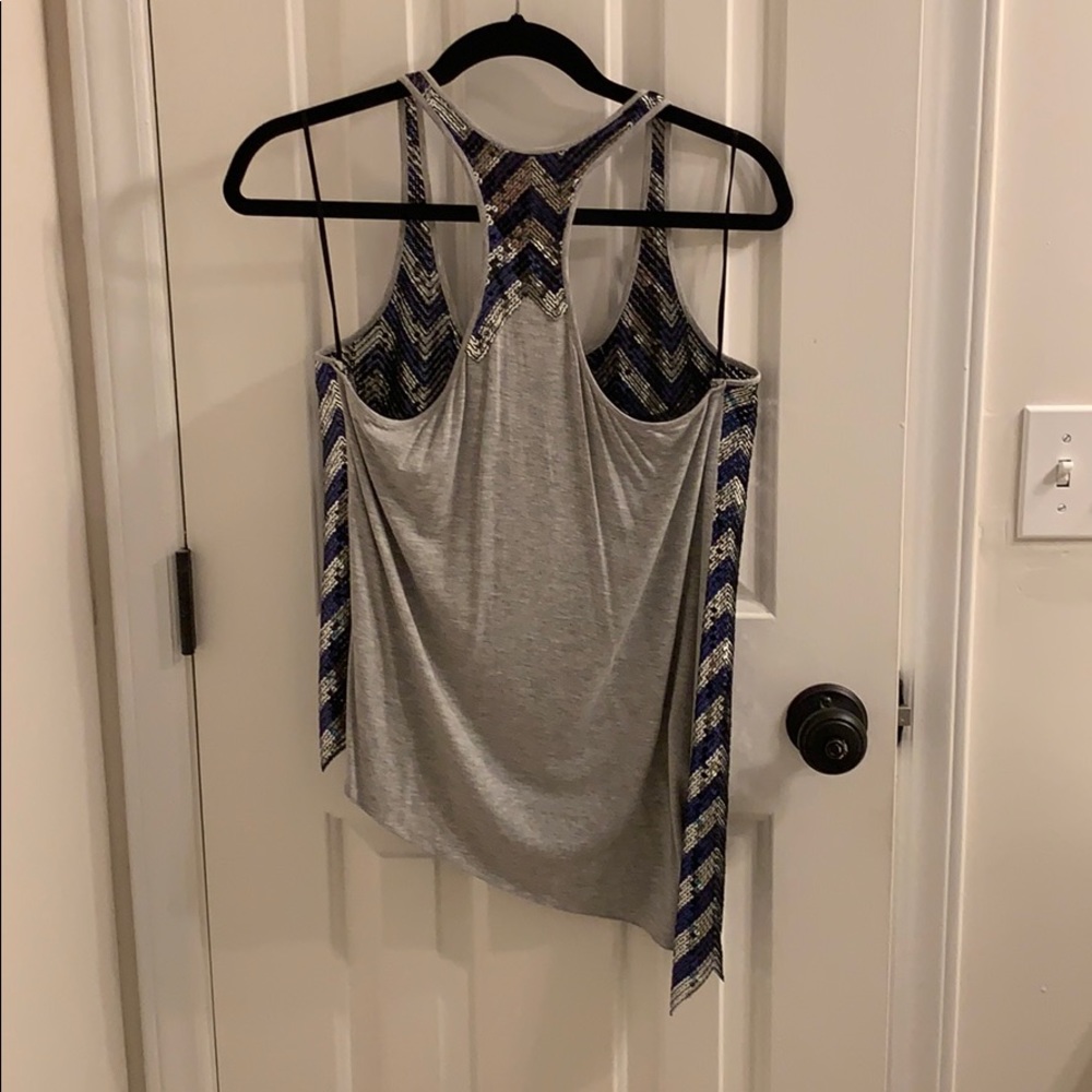 Jay Godfrey size 4 blue and silver sequined top - Picture 2 of 4